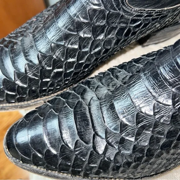 Nocona Black Python Cowboy Boots | Men's Size 8 | Exotic Leather Western Boots - Picture 8 of 17